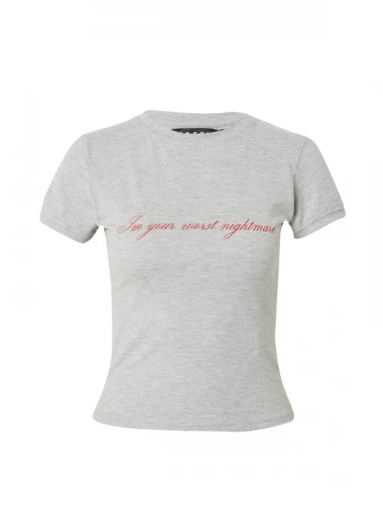 Foto van product Motel Shirt 'SUTIN' grijs gemêleerd / rood