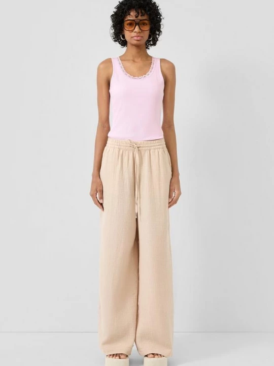 Foto van product Mousseline broek met wijde pijpen QS beżowy