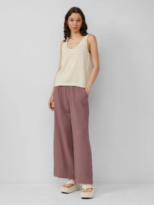 Foto van product Mousseline broek met wijde pijpen QS roze