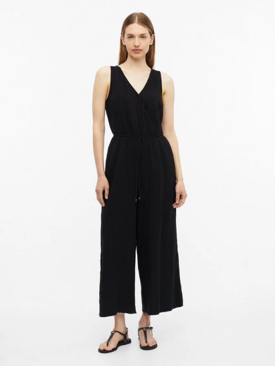 Foto van product Mousseline jumpsuit met elastiek in de taille s.Oliver zwart