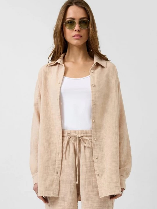 Foto van product Mousseline overhemd blouse QS beżowy
