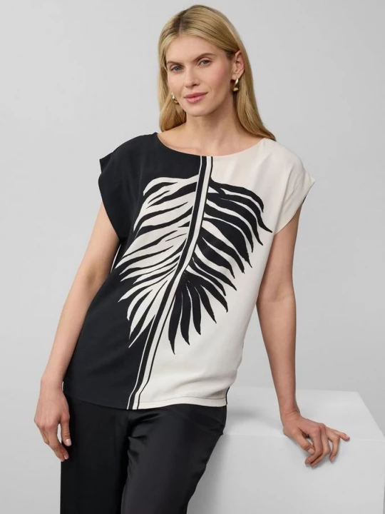 Foto van product Mouwloos blouseshirt met contrastmotief s.Oliver zwart