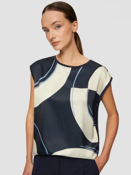 Foto van product Mouwloos shirt in een stoffenmix s.Oliver blauw