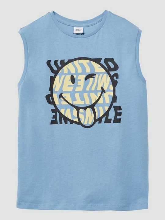 Foto van product Mouwloos shirt met Smiley® print s.Oliver blauw