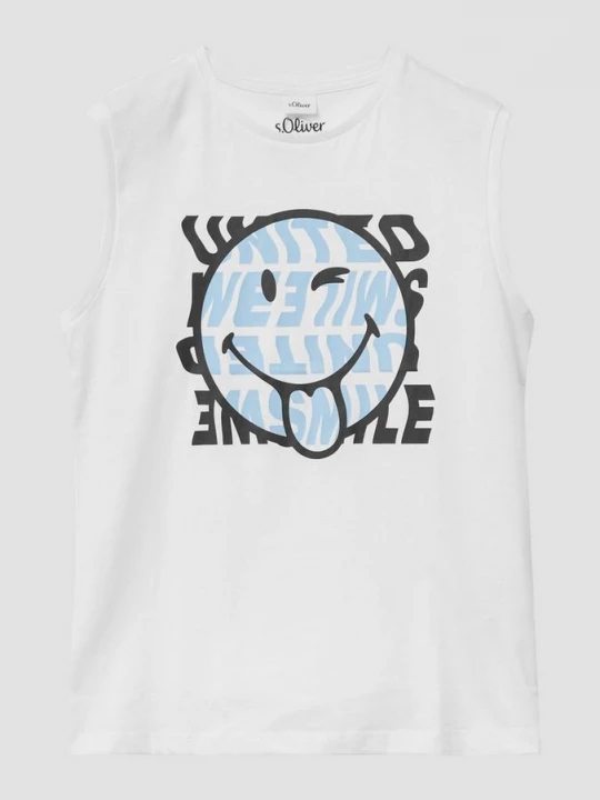Foto van product Mouwloos shirt met Smiley® print s.Oliver wit