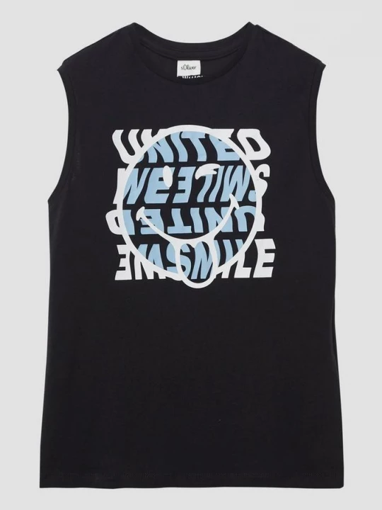 Foto van product Mouwloos shirt met Smiley® print s.Oliver zwart
