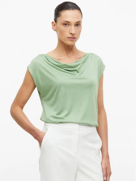 Foto van product Mouwloos shirt met watervalhals s.Oliver groen