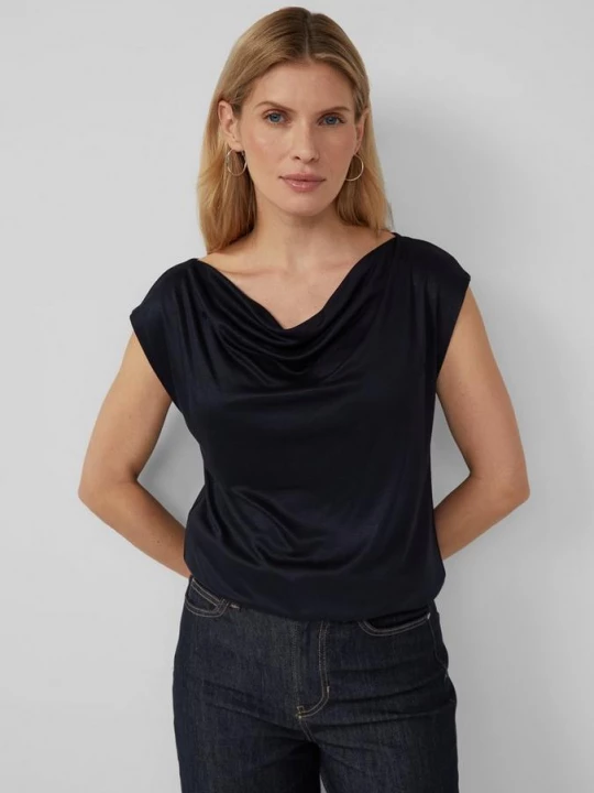 Foto van product Mouwloos shirt van viscose met een watervalhalslijn s.Oliver blauw