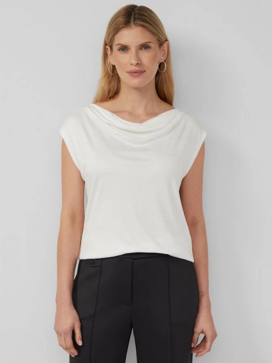 Foto van product Mouwloos shirt van viscose met een watervalhalslijn s.Oliver crème