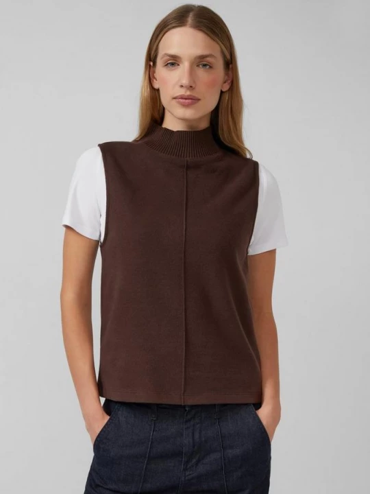Foto van product Mouwloos sweatshirt met geribde opstaande kraag s.Oliver bruin