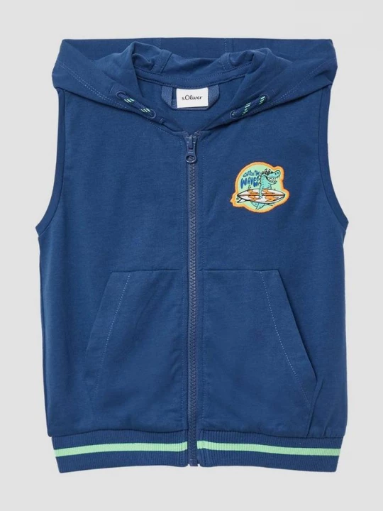 Foto van product Mouwloos vest met capuchon en borduursel s.Oliver blauw
