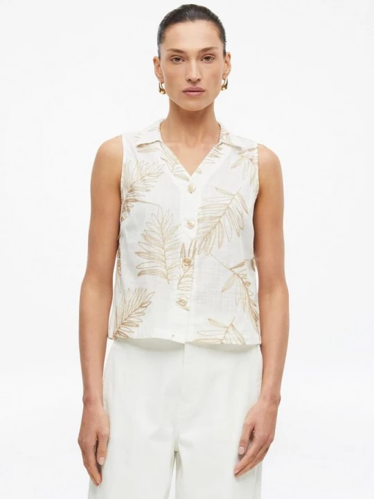 Foto van product Mouwloze blouse met borduursel s.Oliver crème