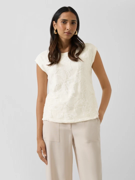 Foto van product Mouwloze blouse met gebloemde netlaag s.Oliver crème