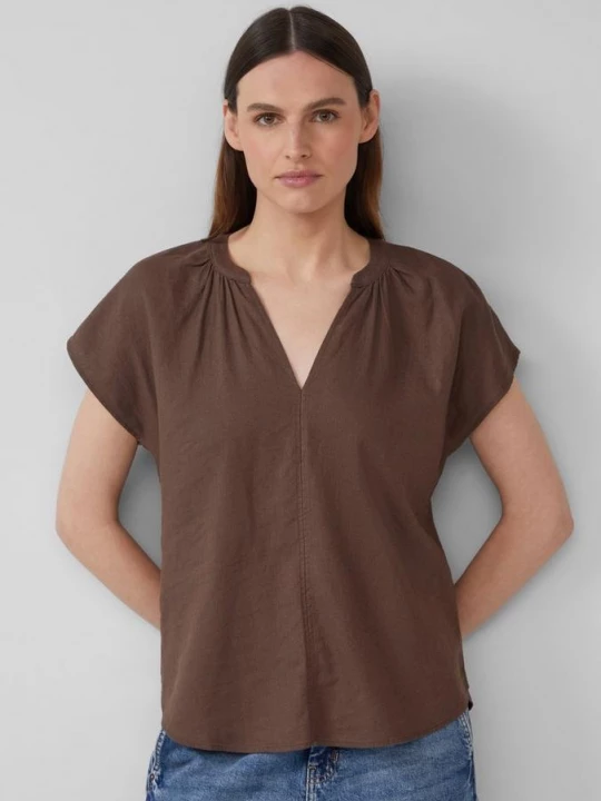 Foto van product Mouwloze blouse van linnenmix in een relaxte pasvorm s.Oliver bruin