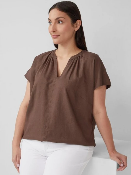 Foto van product Mouwloze blouse van linnenmix in een relaxte pasvorm s.Oliver bruin