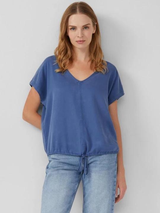 Foto van product Mouwloze blouse van lyocell met tunnelkoord in de zoom s.Oliver blauw