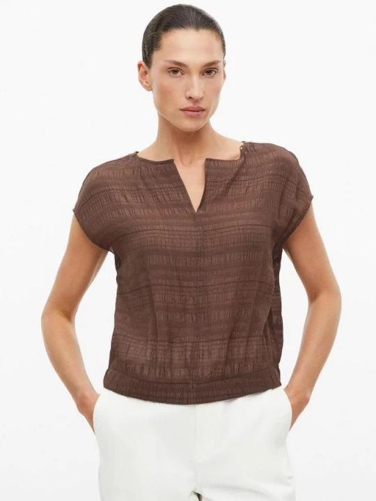 Foto van product Mouwloze blouse van viscosemix in crinkle look s.Oliver bruin