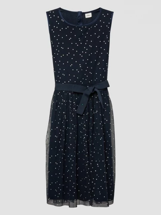 Foto van product Mouwloze jurk van mesh met zilveren stippen s.Oliver blauw