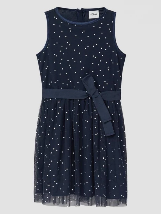 Foto van product Mouwloze jurk van mesh met zilveren stippen s.Oliver blauw