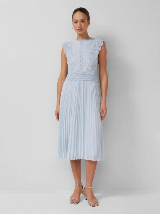 Foto van product Mouwloze midi-jurk met kant en plooien s.Oliver blauw