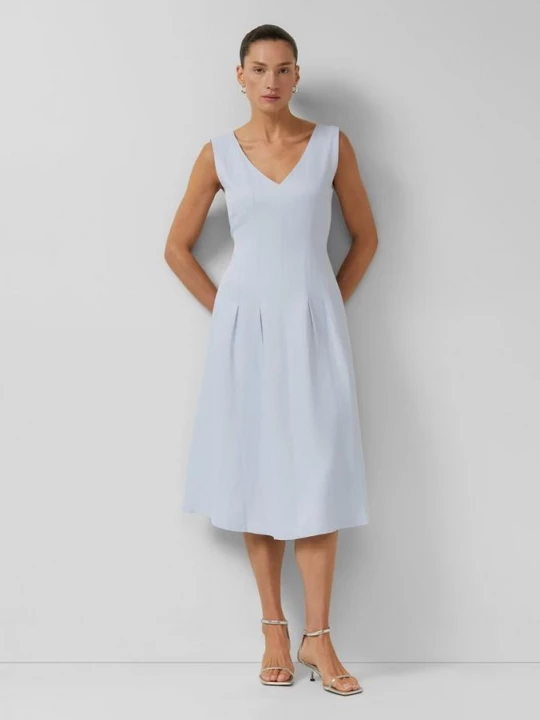 Foto van product Mouwloze midi-jurk van linnenmix met V-hals en zakken s.Oliver blauw