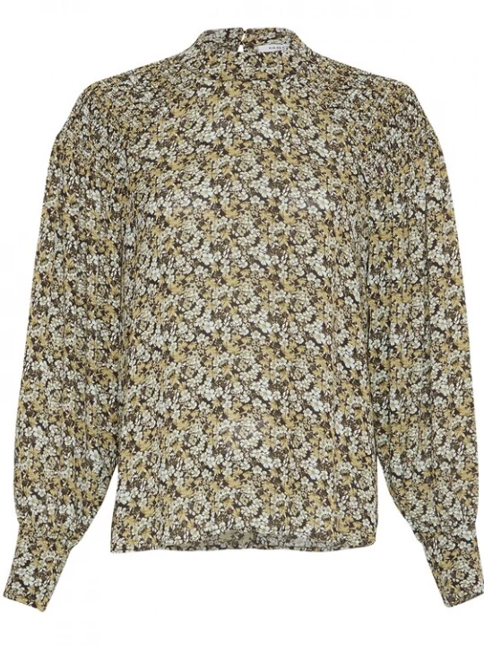 Foto van product MSCH COPENHAGEN Blouse 'Jamela Rikkelie' crème / bruin / olijfgroen / wit