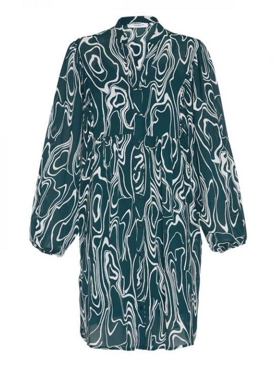Foto van product MSCH COPENHAGEN Blousejurk groen / wit
