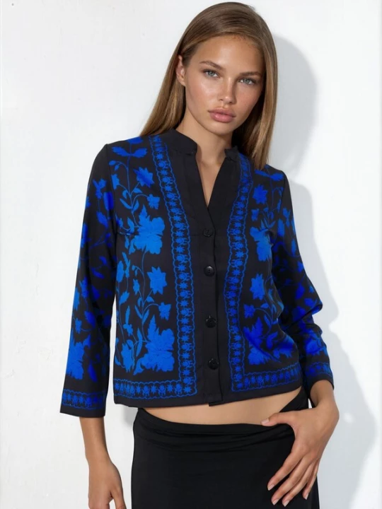 Foto van product MSN Collection Blouse kobaltblauw / zwart