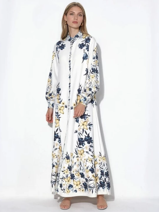 Foto van product MSN Collection Blousejurk beige / donkerblauw / geel / wit