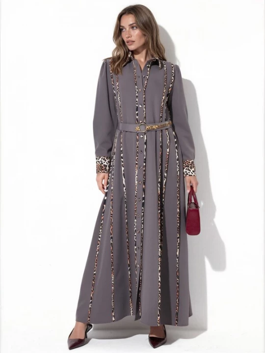 Foto van product MSN Collection Blousejurk crème / camel / zwart