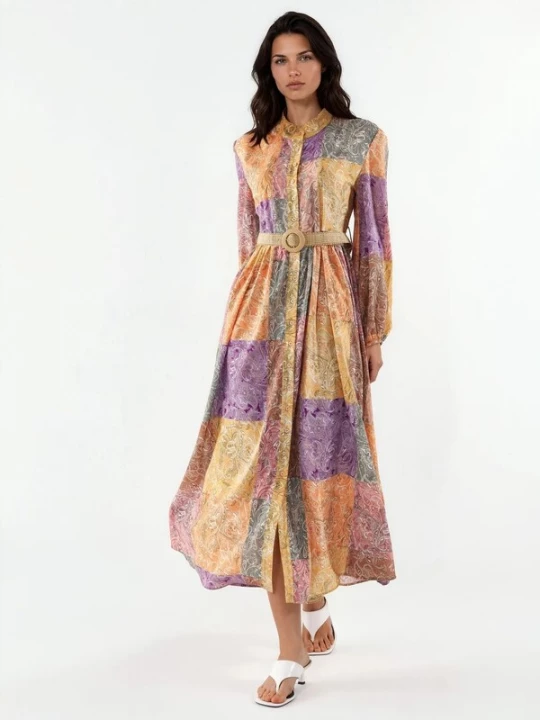 Foto van product MSN Collection Blousejurk geel / groen / lila / oranje