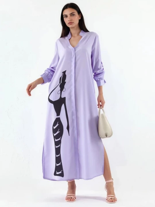 Foto van product MSN Collection Blousejurk nachtblauw / lavendel