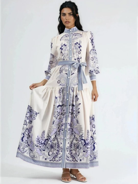 Foto van product MSN Collection Blousejurk navy / natuurwit