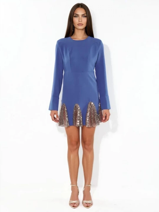 Foto van product MSN Collection Cocktailjurk kobaltblauw / bruin