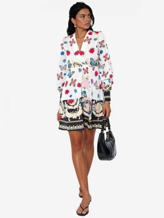 Foto van product MSN Collection Jurk azuur / cranberry / zwart / wit