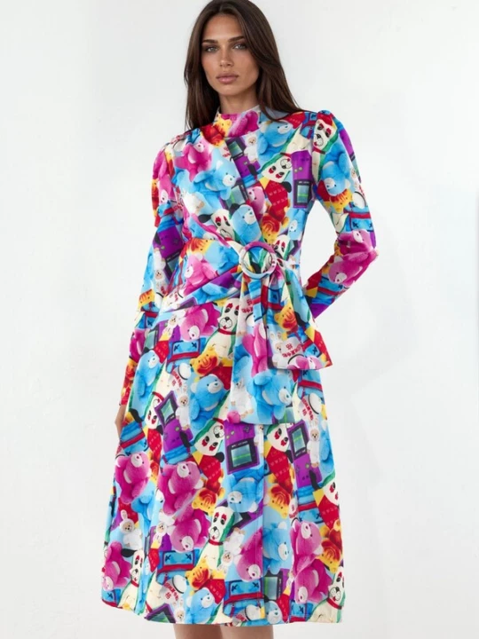 Foto van product MSN Collection Jurk azuur / lila / rood / wit