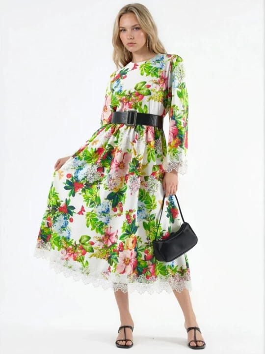 Foto van product MSN Collection Jurk blauw / groen / pink / wit