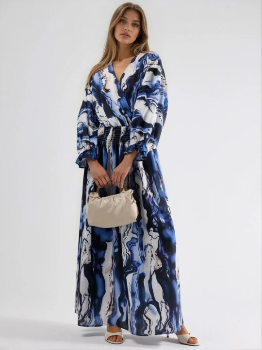 Foto van product MSN Collection Jurk blauw / nachtblauw / wit