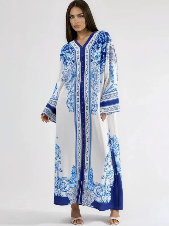 Foto van product MSN Collection Jurk blauw / navy / wit
