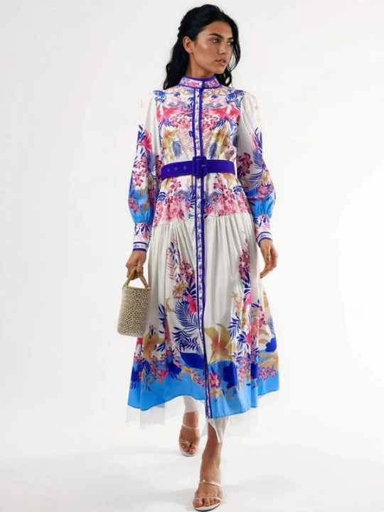Foto van product MSN Collection Jurk blauw / pink / wit