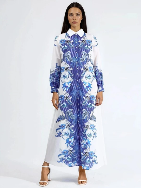 Foto van product MSN Collection Jurk blauw / wit
