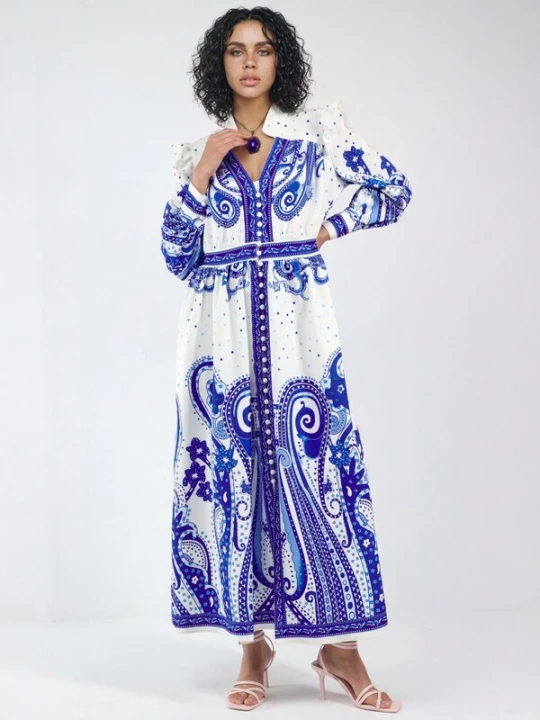 Foto van product MSN Collection Jurk blauw / wit