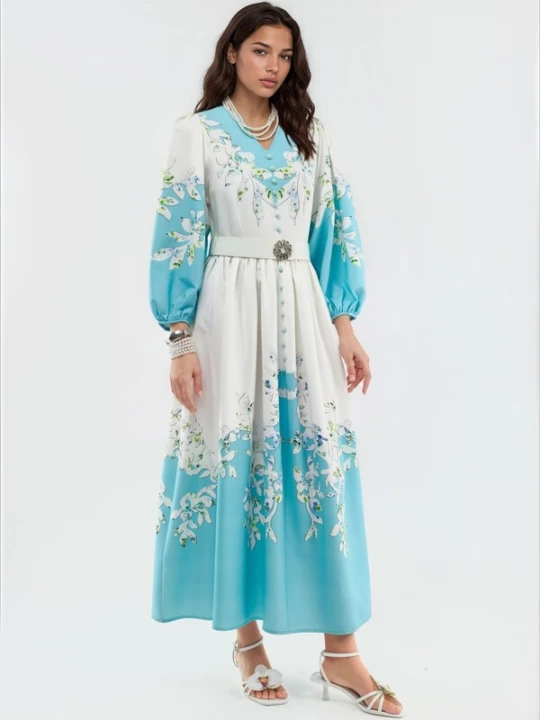 Foto van product MSN Collection Jurk blauw / wit