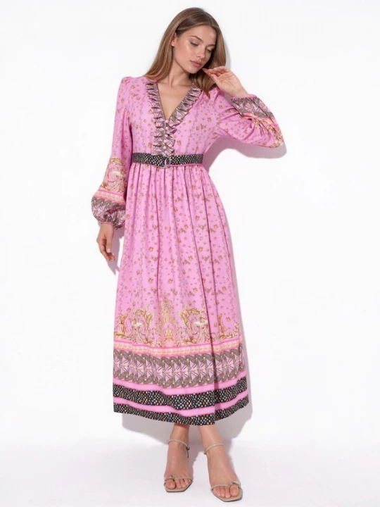 Foto van product MSN Collection Jurk bruin / pink / zwart