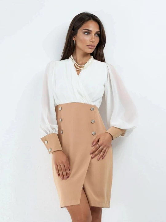 Foto van product MSN Collection Jurk bruin / wit