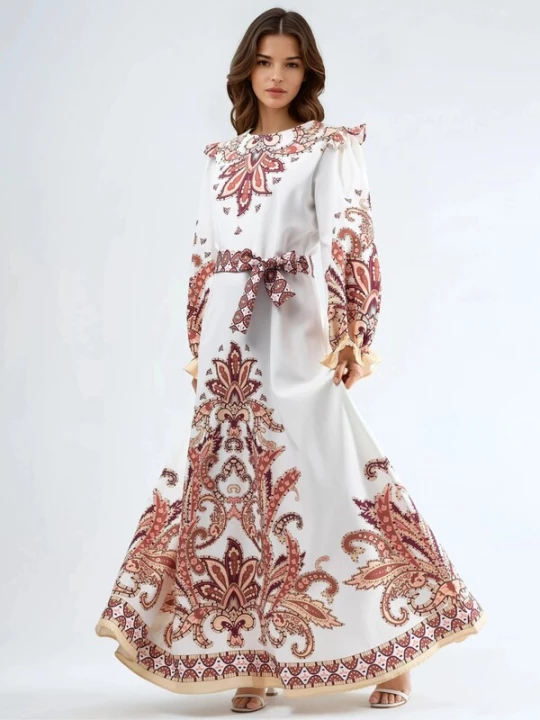 Foto van product MSN Collection Jurk bruin / wit