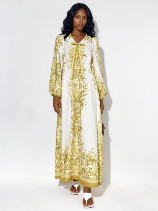Foto van product MSN Collection Jurk geel / wit