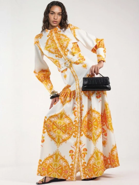 Foto van product MSN Collection Jurk geel / wit
