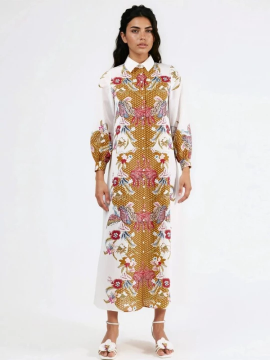 Foto van product MSN Collection Jurk goud / wit