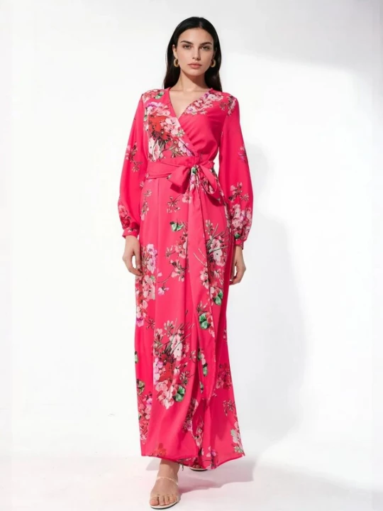 Foto van product MSN Collection Jurk groen / framboos / rosé / wit